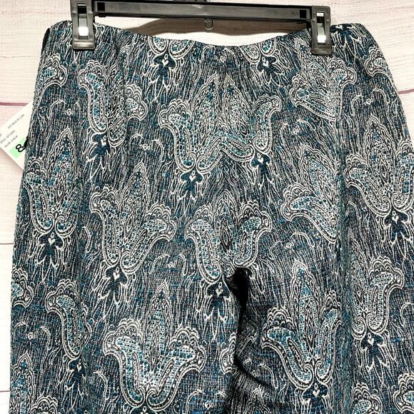 Oscar de la Renta Green Metallic Silver Woven Paisley Pattern pants size 8 NWT - Picture 9 of 14